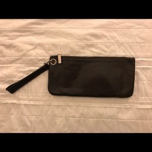 Dark Brown Leather Hobo Clutch