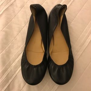 Black Leather J.Crew Flats