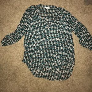 Green and white printed shirt