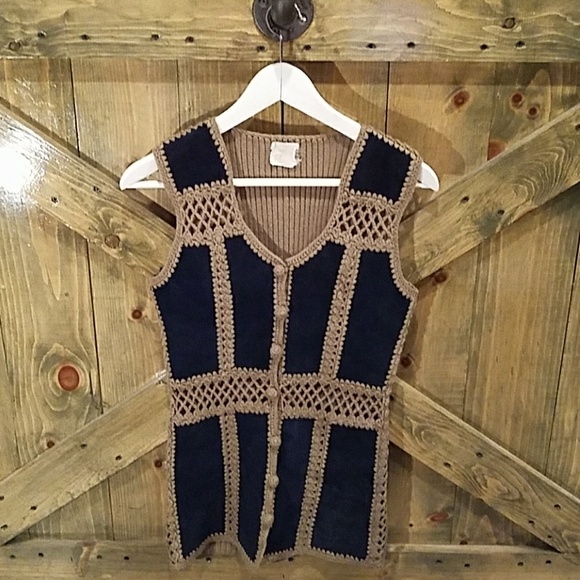 Not Available Jackets & Blazers - Vintage Leather knit vest