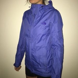 Blue North Face rain jacket
