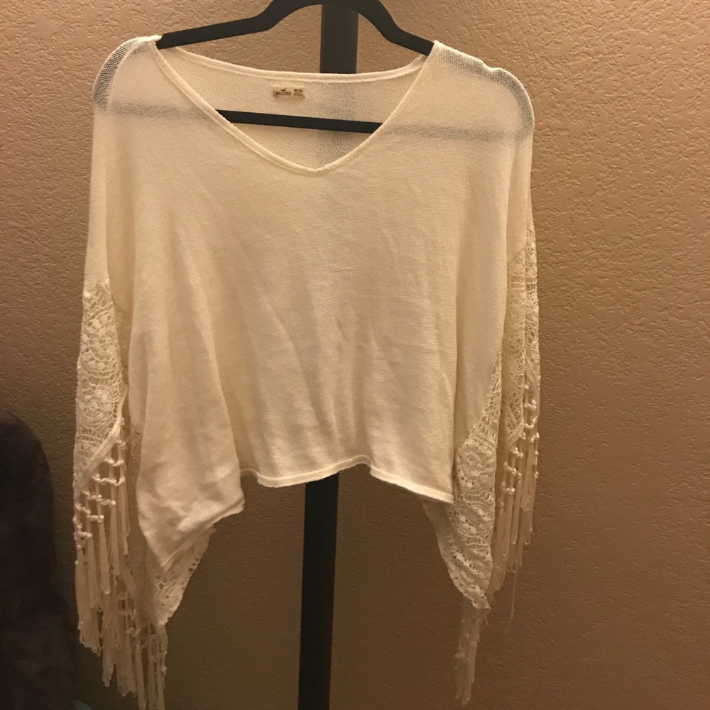 Hollister white poncho