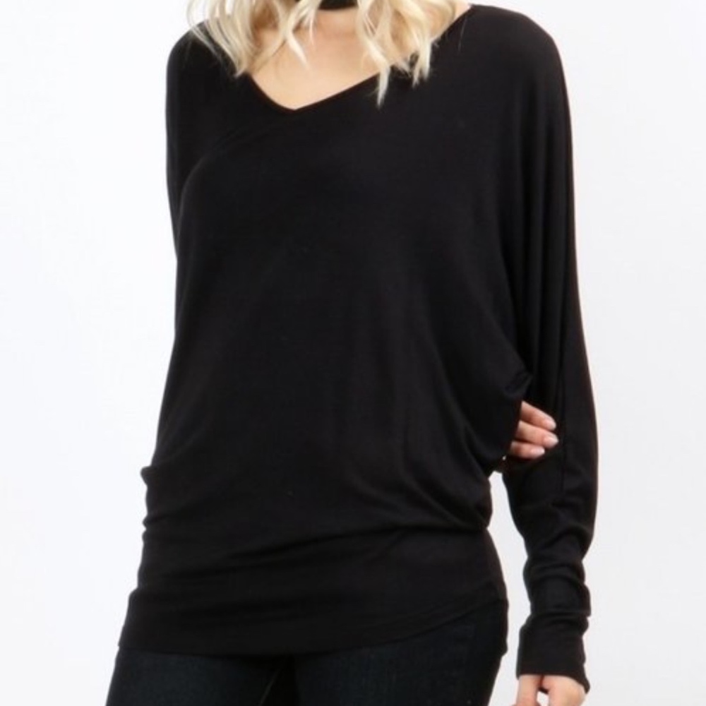 BLACK DOLMAN TOP