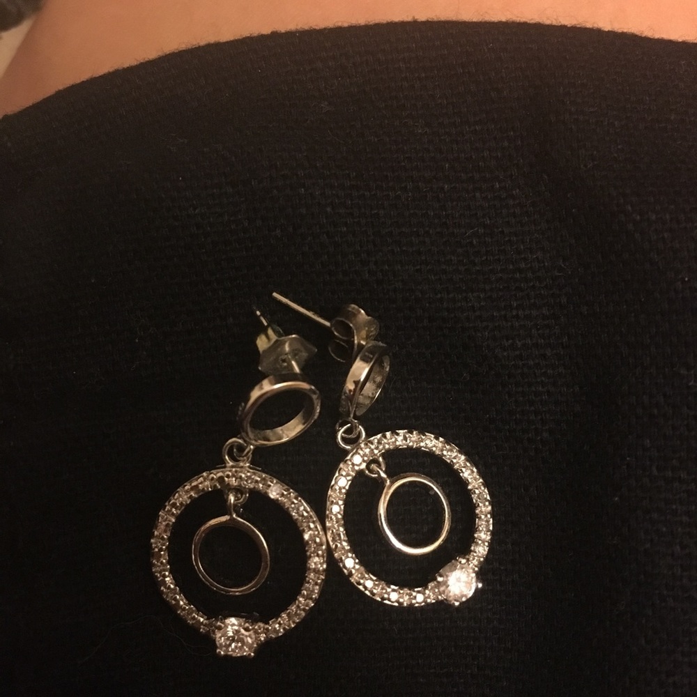Sterling Silver and CZ Circle Earrings