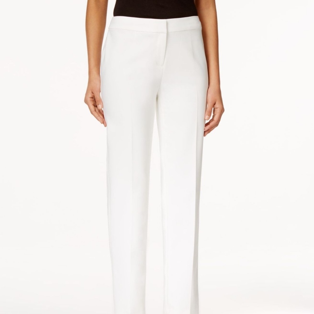 Kasper White Ivory Flat-Front Kristy Fit Pants
