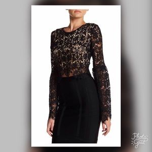 Gracia Bell Sleeve Crochet Crop Blouse