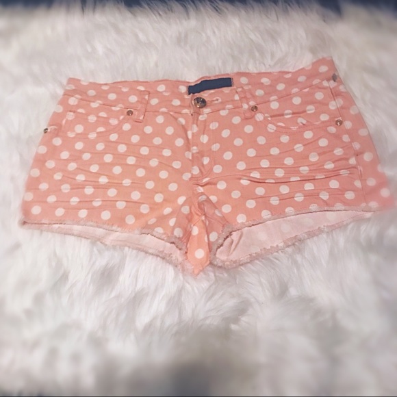 polka dot jean shorts