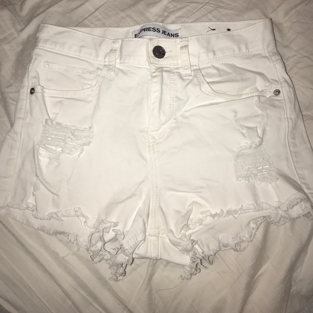 Express White High-waisted Jean Shorts