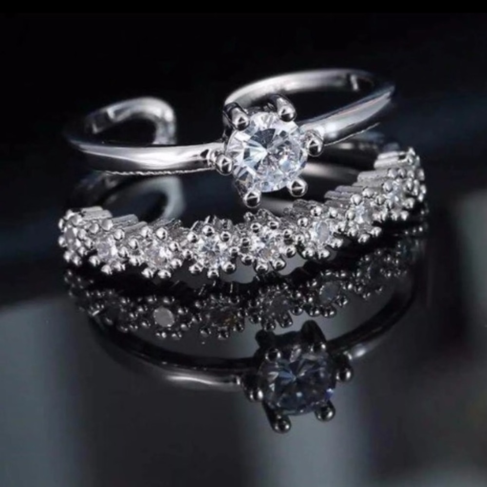 Beautiful Round Cut Stainless Steel AAA CZ Wedding Ring Women's