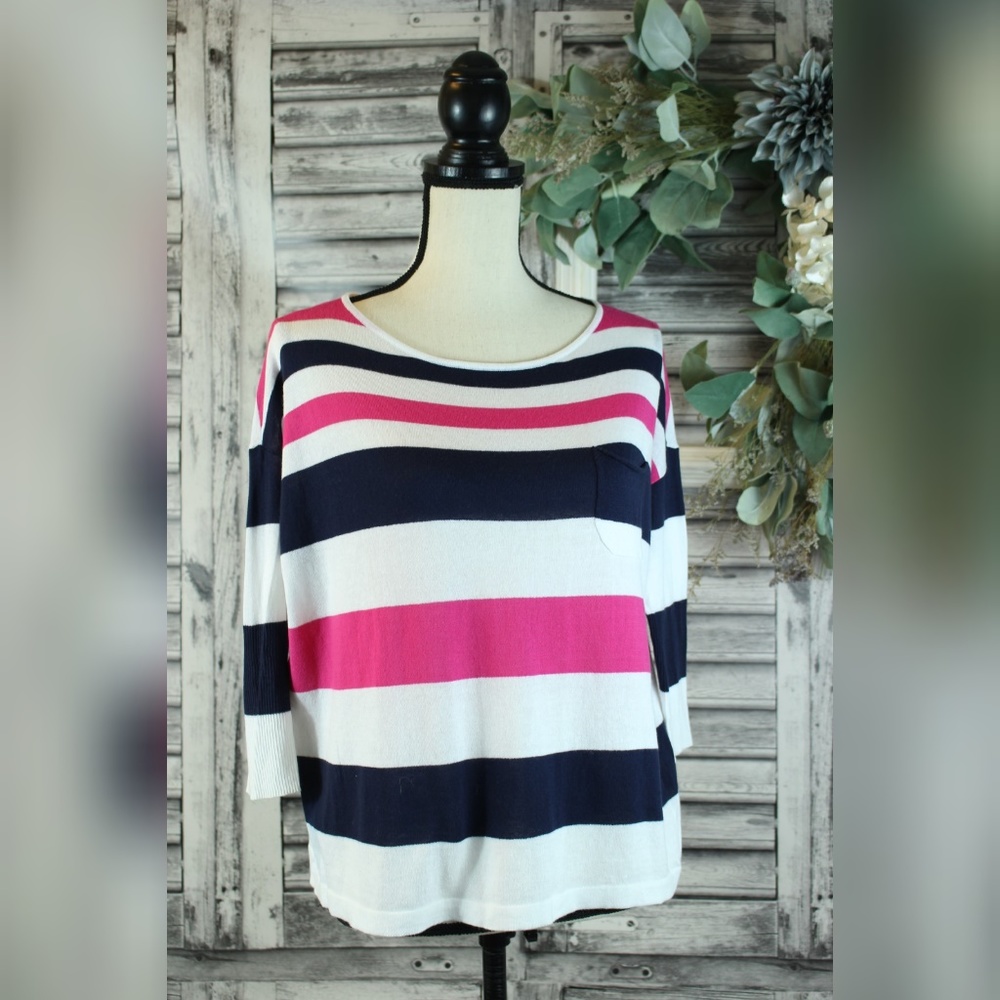 LILLY PULITZER blue white pink stripe top size XS