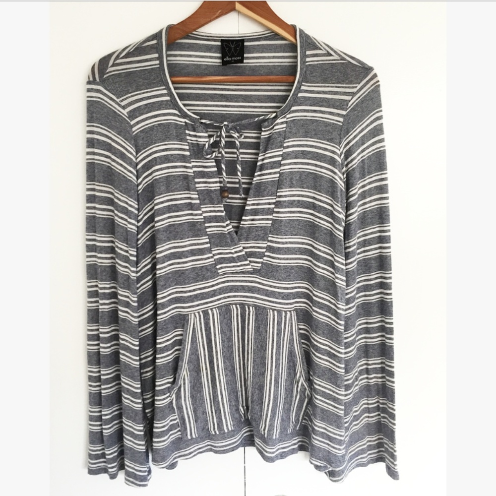 ELLA MOSS- striped keyhole top - Picture 2 of 8
