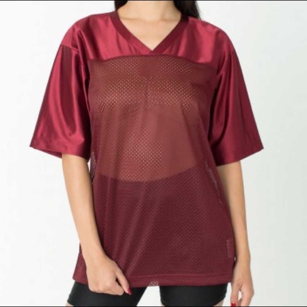 NWT AMERICAN APPAREL UNISEX MAROON MESH JERSEY