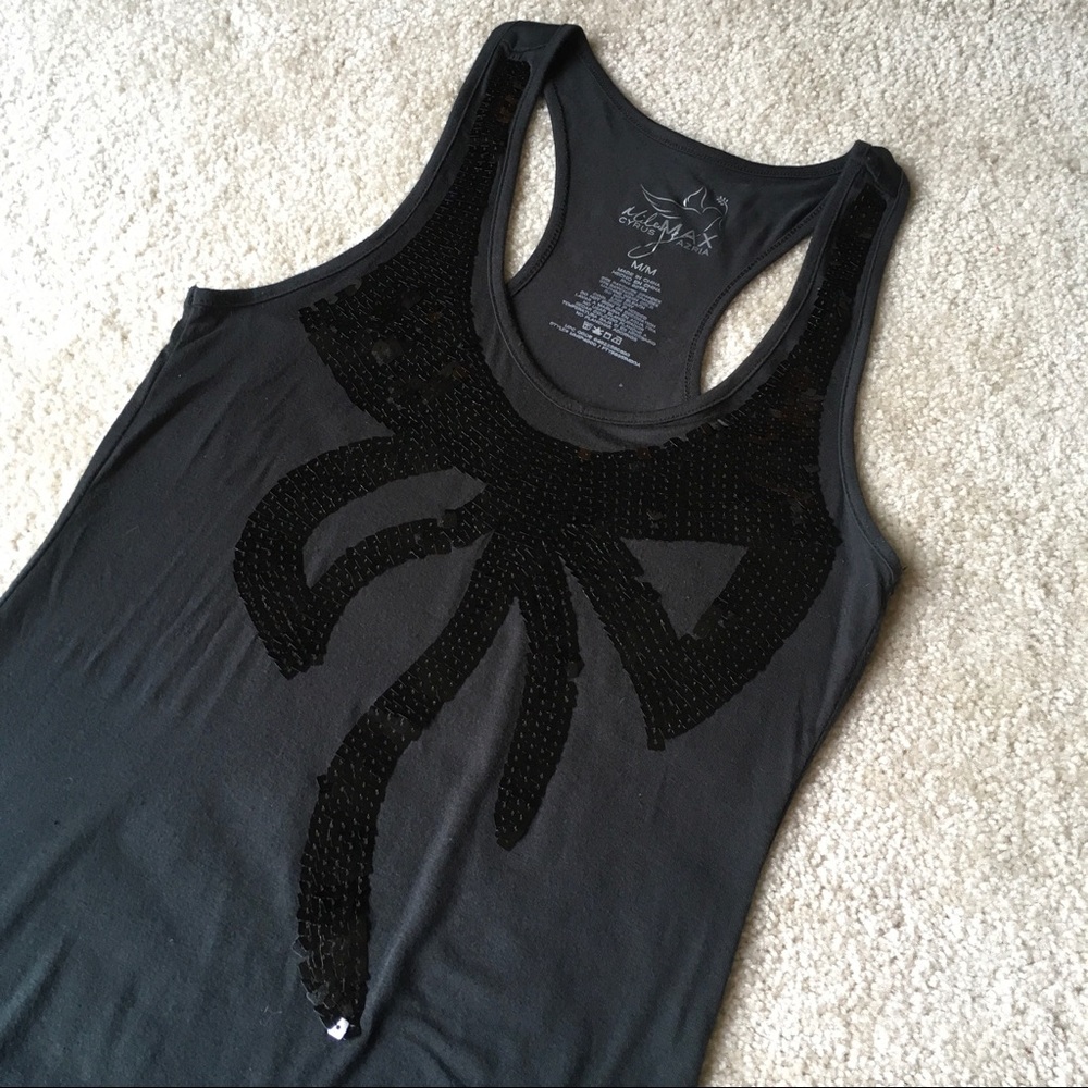 🆕Black Racerback Tank Top with Sequin Bow {*NWOT}