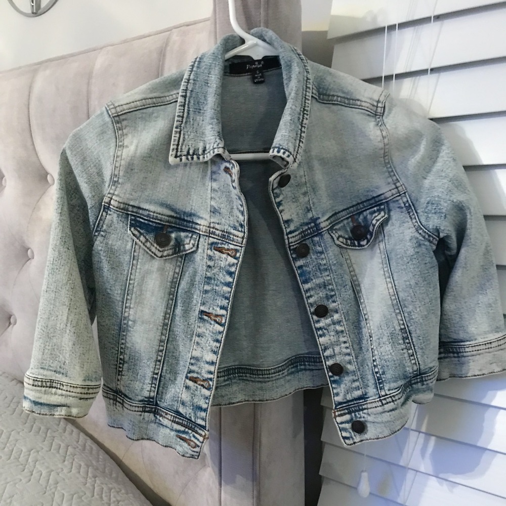 Papaya Cropped Stretch Jean Jacket