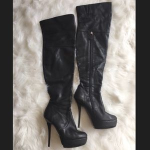 Black thigh high boots size 8