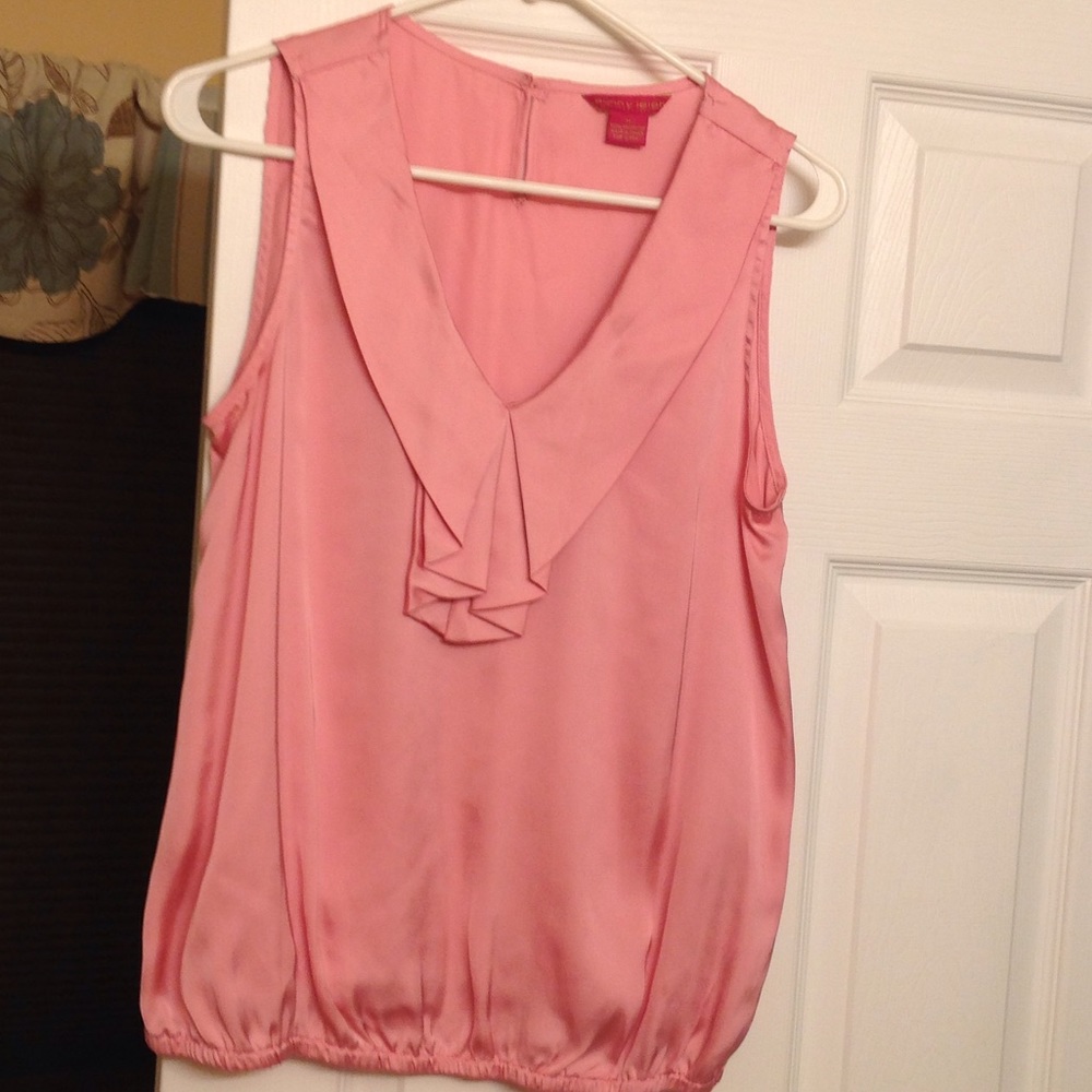 Pink ladies silk blouse size medium