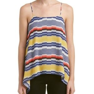 Vince Camuto Blue Printed Sharkbite Hem Cami Top