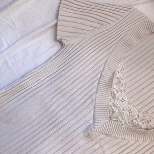 Cream- colored Tee w| Lace