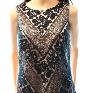 Vince Camuto Black Nude Sequin Embroidered Dress