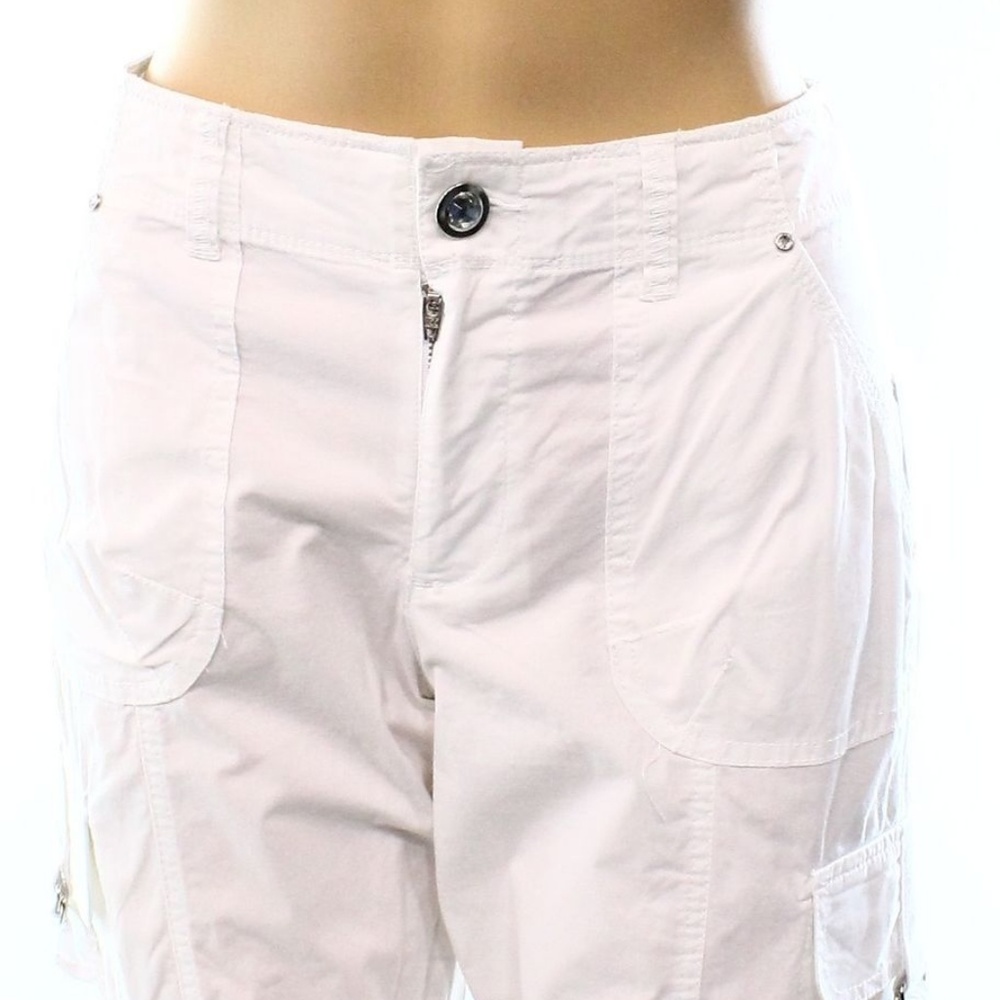 INC Bright White Cropped Regular Fit Cargo Pants