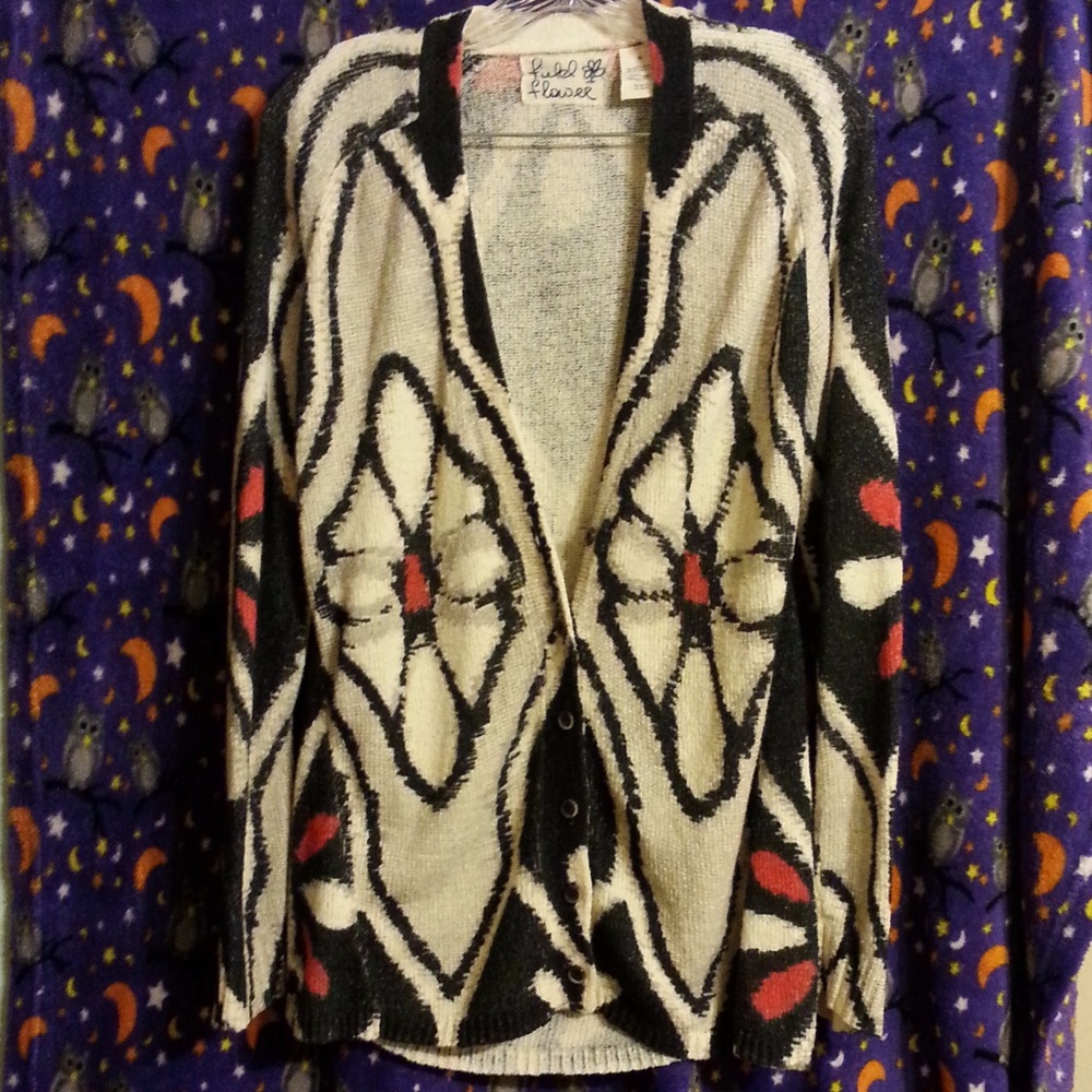 Anthropologie Field Flower Colorful Daisy Cardigan