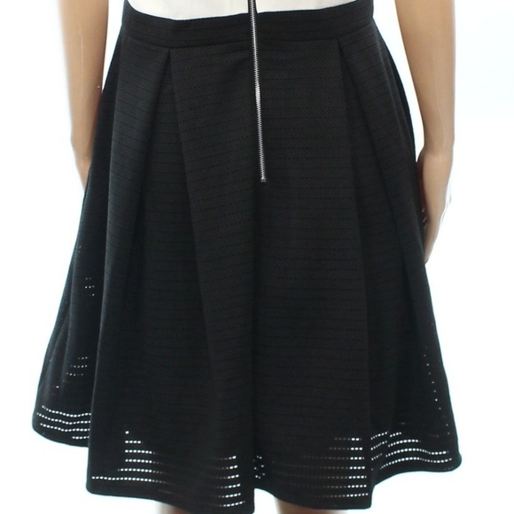 INC White Ivory Colorblock Textured Pleated Dress - Picture 4 of 4