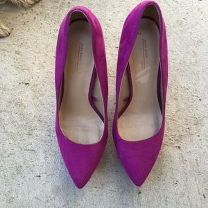 Zara Basic Suede Purple Pumps Size 36