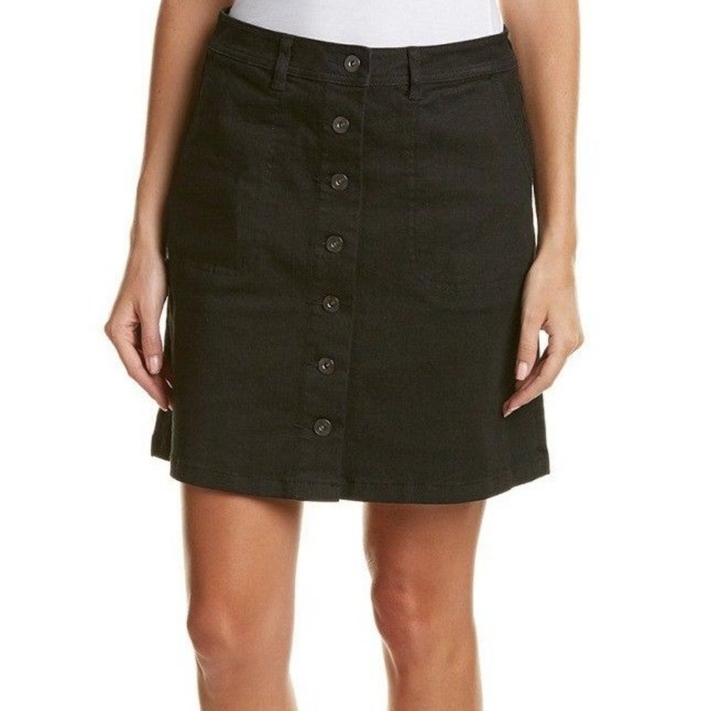 Two By Vince Camuto Black Button-Front Denim Skirt