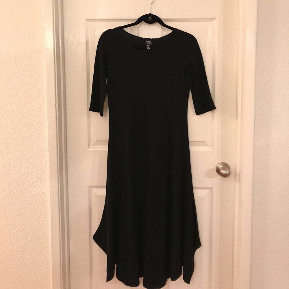 Eileen Fisher NWT dress long knotted wool Black