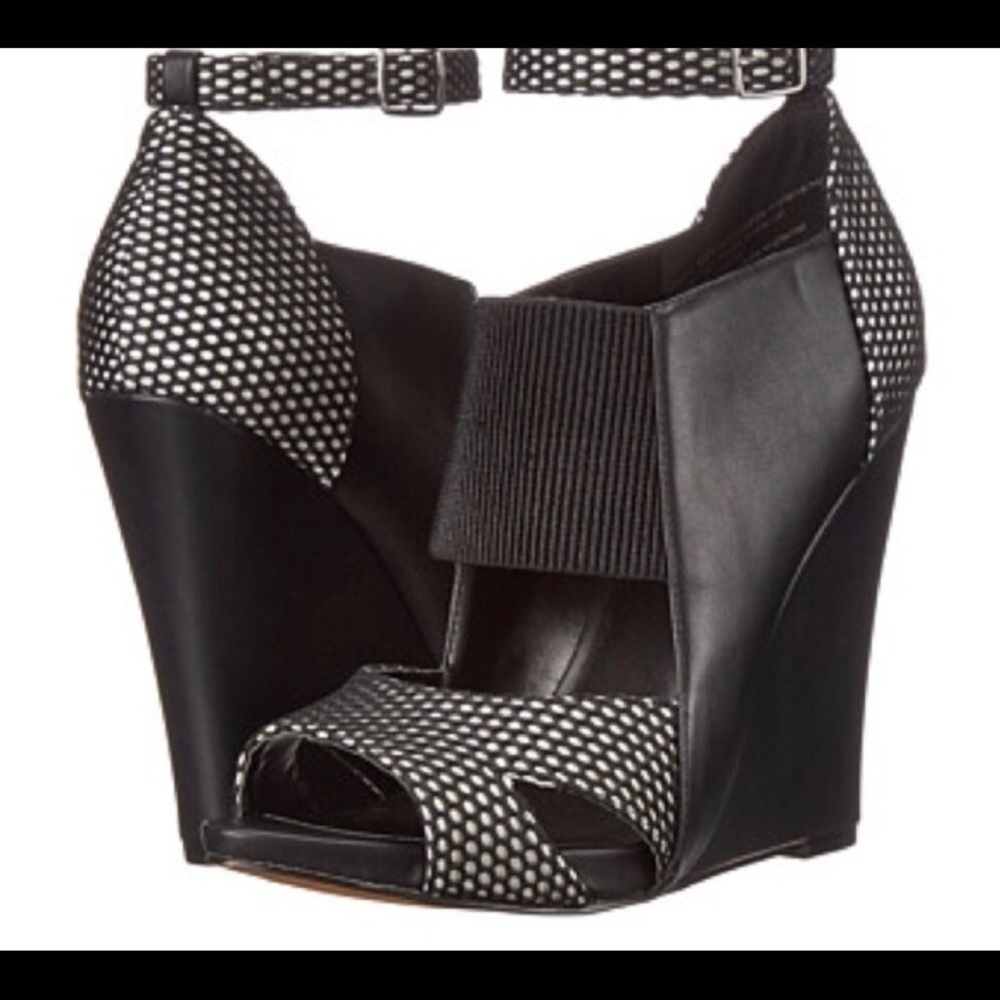 Aldo black and white polka dot sexy wedges