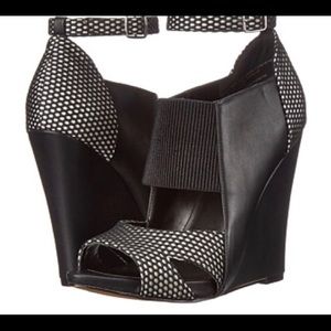 Aldo black and white polka dot sexy wedges