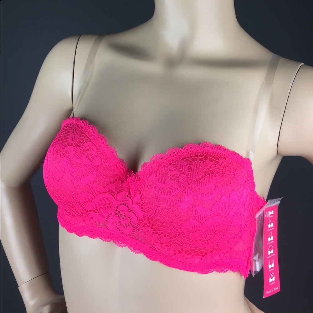 ✨New Gorgeous Hot Pink Lace Bra Strapless 36A ✨