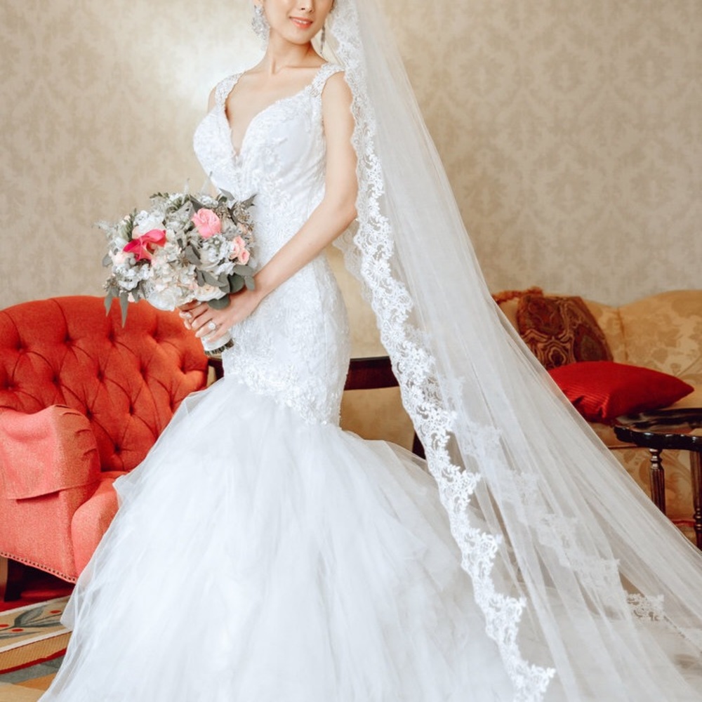 Cathedral ivory laced veil