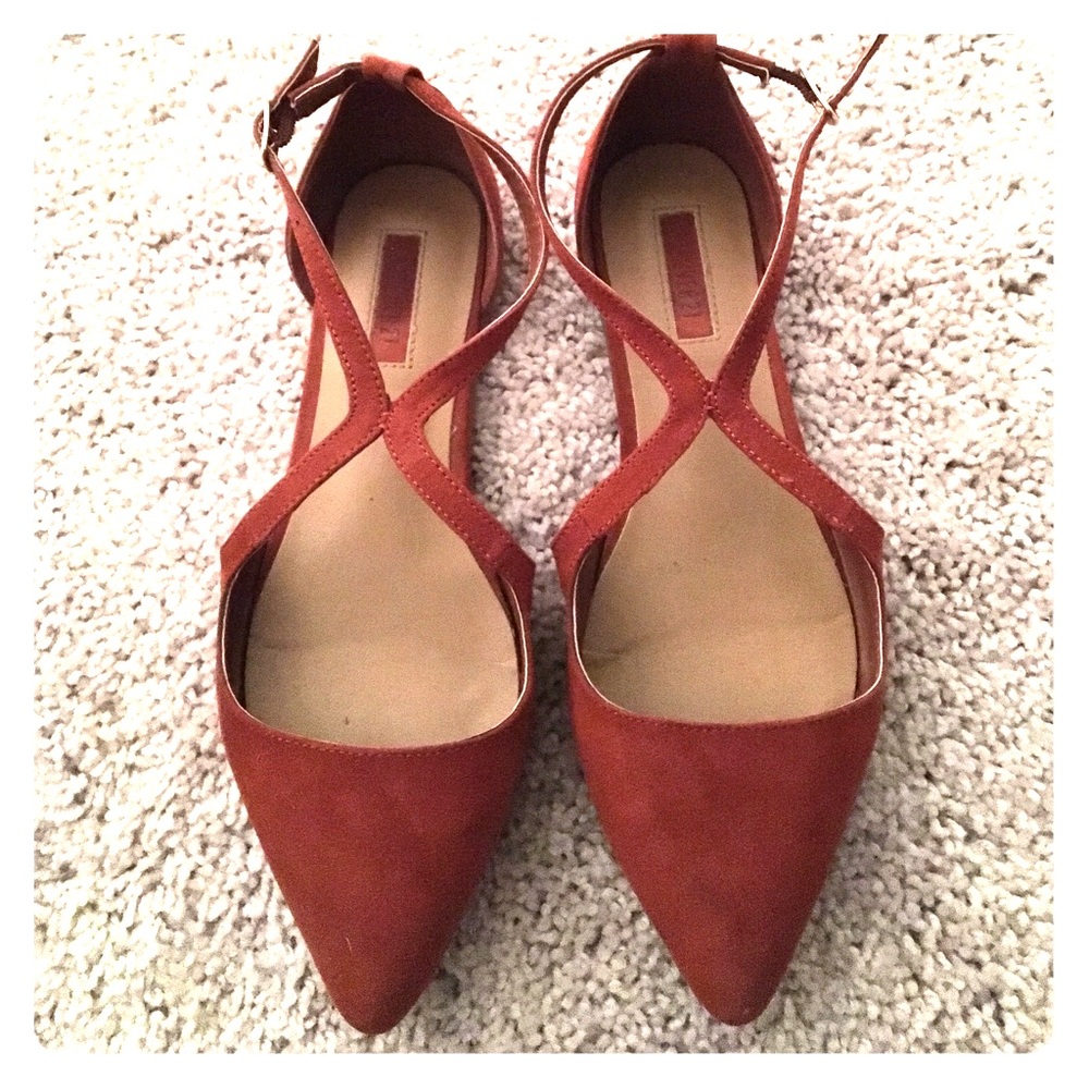 Brown Pointed Toe Suede Ballet Flats