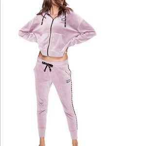 PINK VELOUR SKINNY JOGGER VELOUR SLOUCHY FULL-ZIP