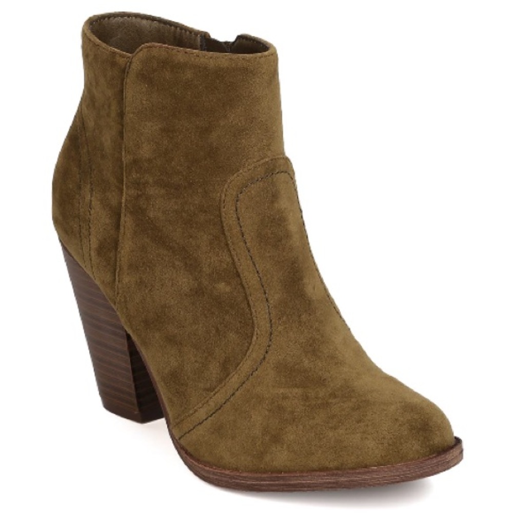 Faux suede chunky olive booties RESTOCKED - Picture 2 of 4