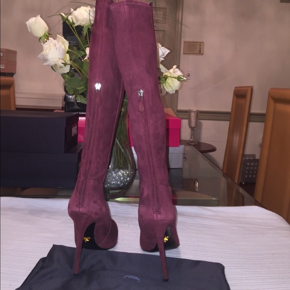 Authentic New Prada Suede Spike Knee High Boots. - Picture 2 of 3