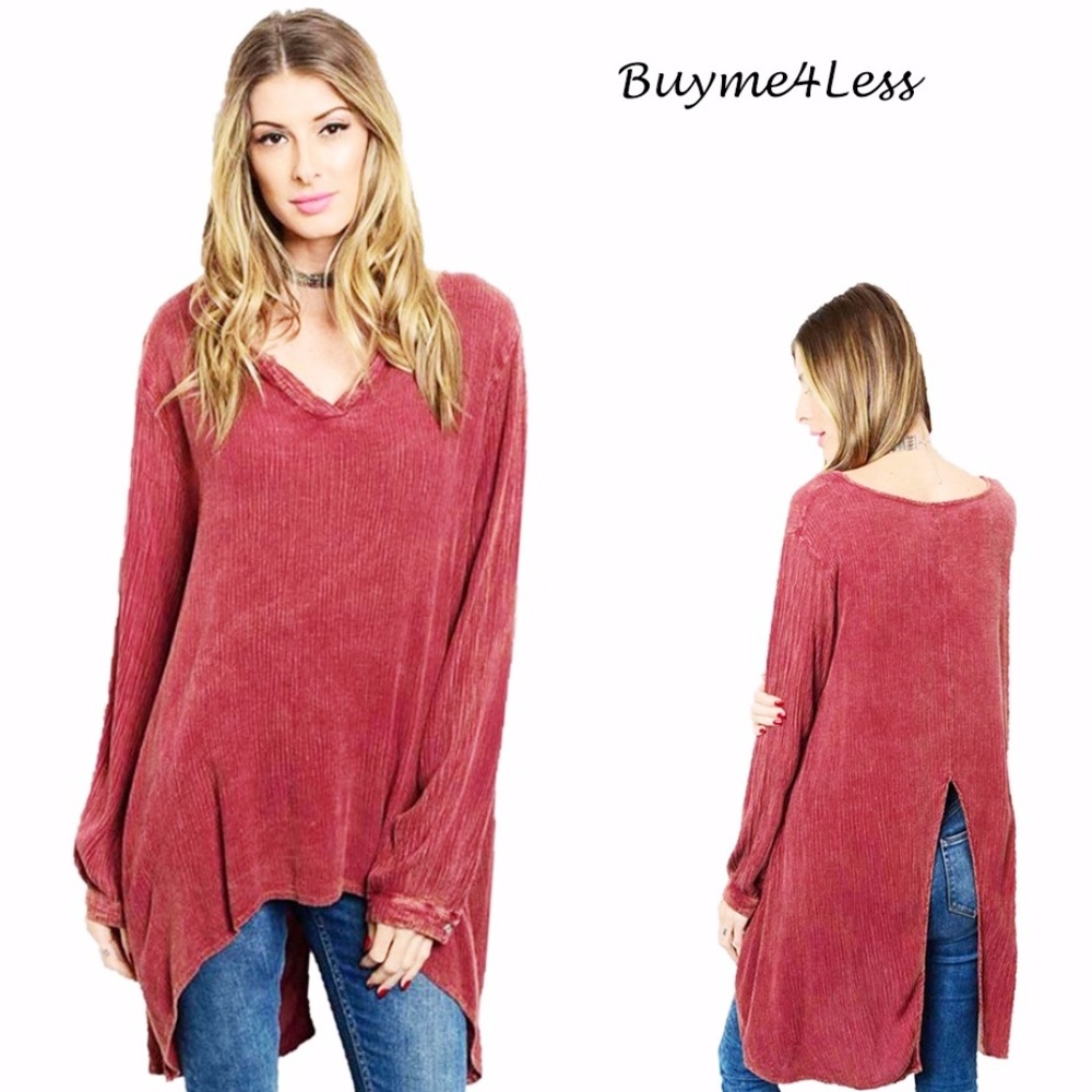 Hippie Rust Mineral Wash Oversize Open Back Tunic
