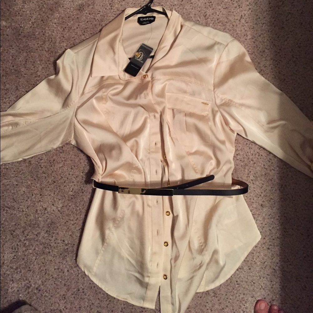 Belted tunic button down top