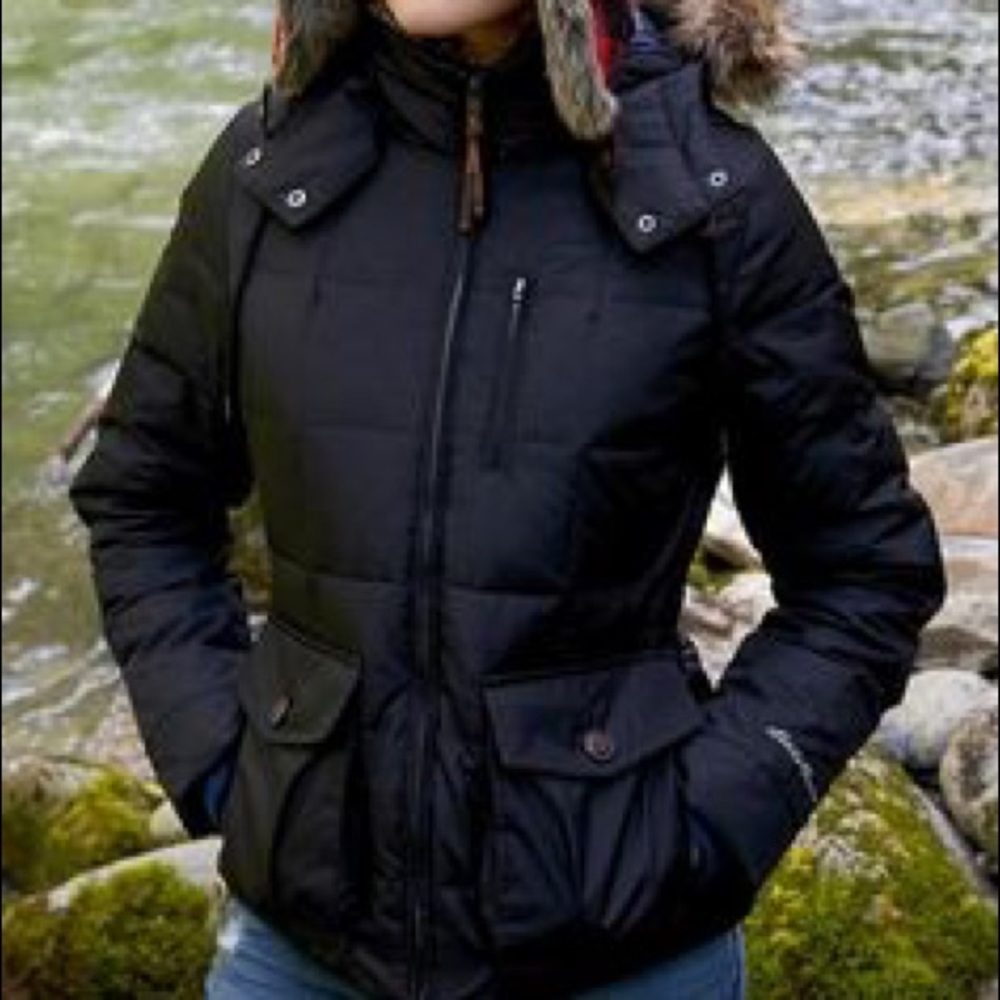 Eddie Bauer’s Yukon down black jacket - very warm!
