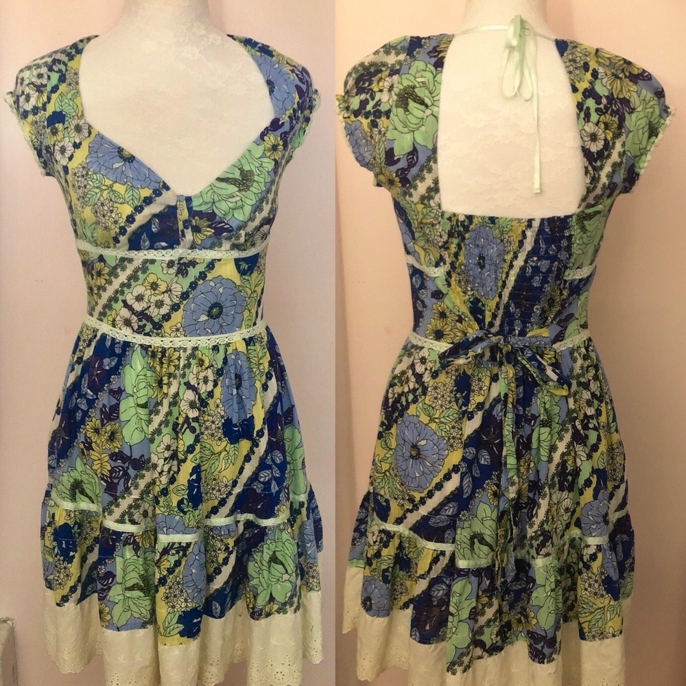 Free People Boho Tiered Floral Prairie Dress 12