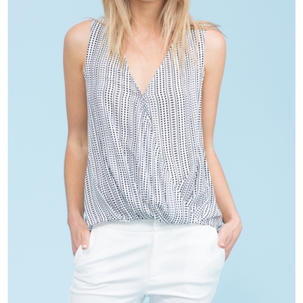 NWOT Eden Society Top -White with Black Print