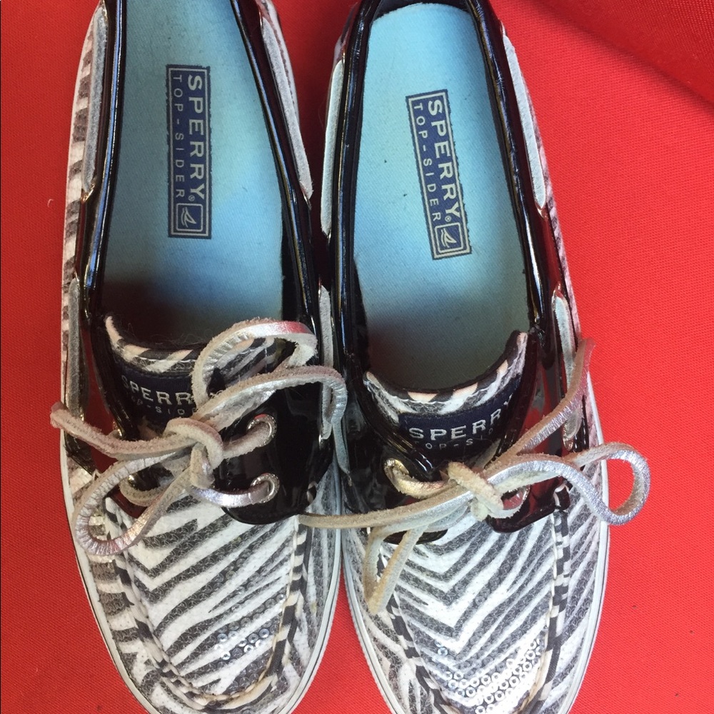 Sexy zebra print sequin sperrys