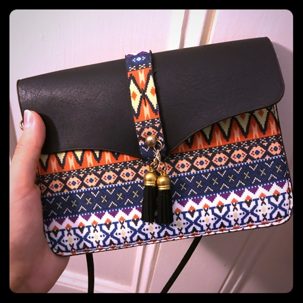 Tribal print mini crossbody bag