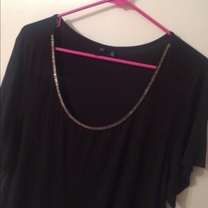 Black top studded neck plus size 2x