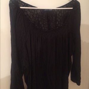 Boho sheer off shoulder top black  plus 3x