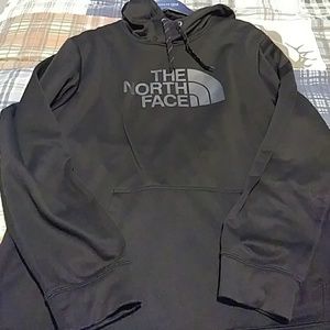 2x black and grey northface hoodie