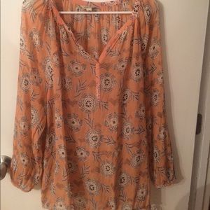Lucky brand plus size 3x salmon print boho top