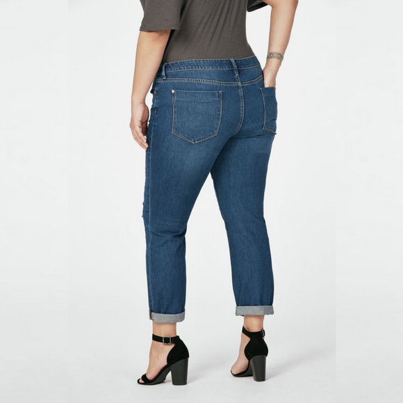 ☆2 x HP☆ Distressed Slim Boyfriend in Blue Tropics - Picture 2 of 3