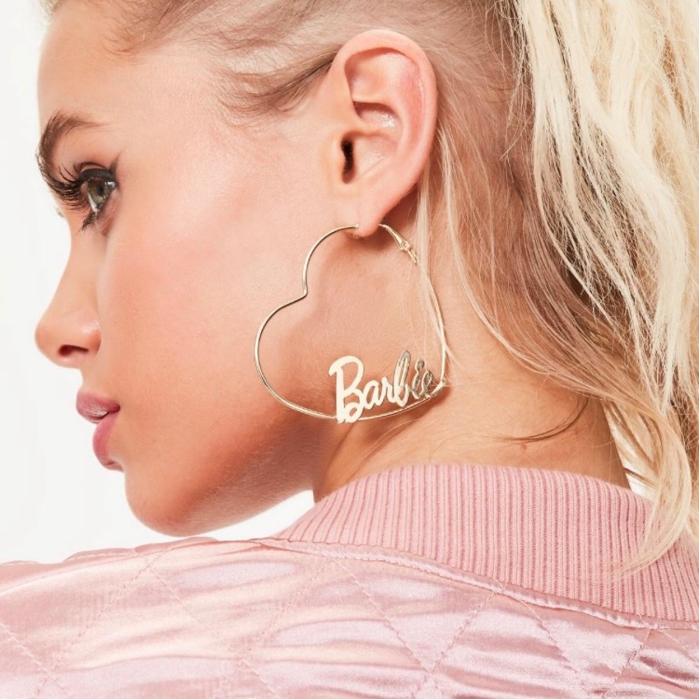 Barbie x Missguided Gold Heart hoop earrings